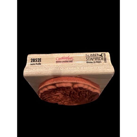 Vintage Cynthia Hart Rubber Stampede Christmas Santa Claus Side Profile Crescent - Picture 3 of 5